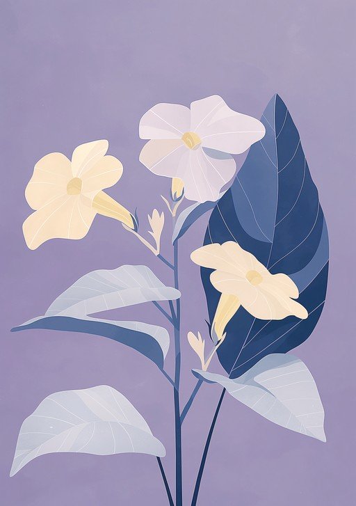 Delicate Floral Illustration with Lavender Background