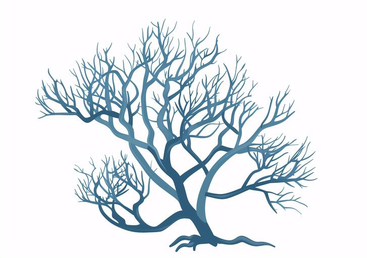 Stylized Blue Bare Tree Illustration