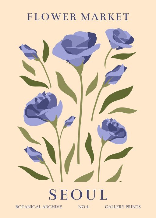 Seoul Flower Market Botanical Archive Gallery Print