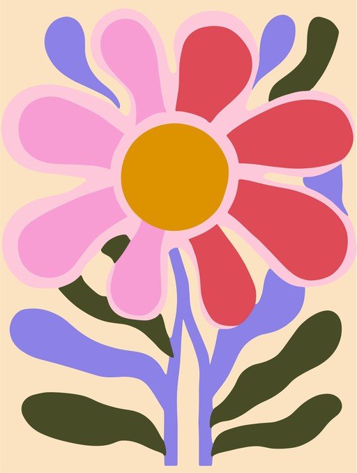 Abstract Floral Art with Bold Colors