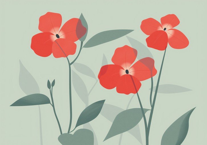 Vibrant Red Flowers with Soft Green Foliage