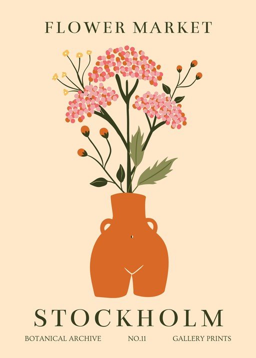 Flower Market Poster with Abstract Vase in Stockholm