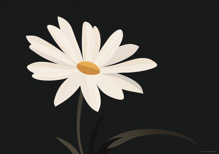Minimalist Daisy on Dark Background