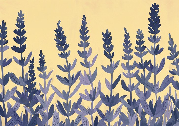 Stylized Lavender Field Illustration