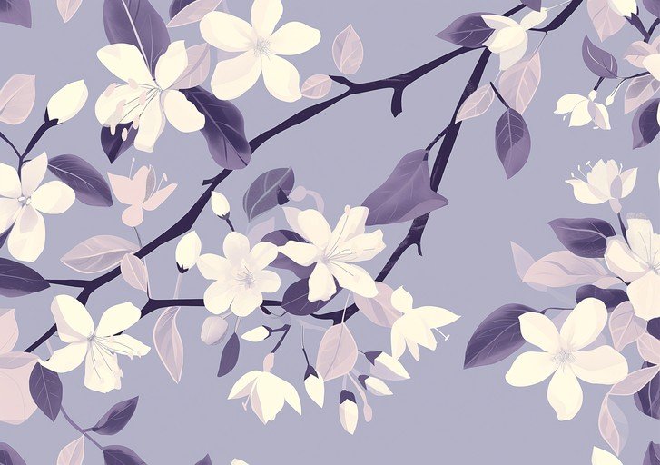 Delicate Cherry Blossoms in Soft Purple and Cream