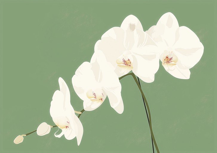 Elegant White Orchids on Sage Green Background