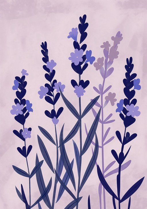 Abstract Lavender Floral Illustration