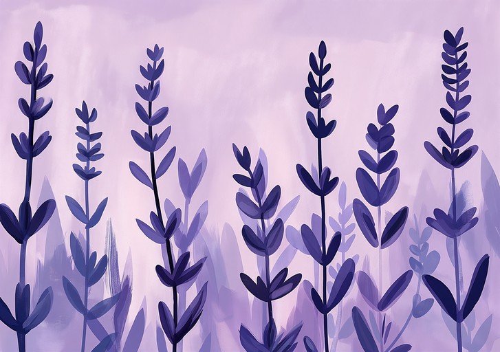Purple Lavender Field Illustration