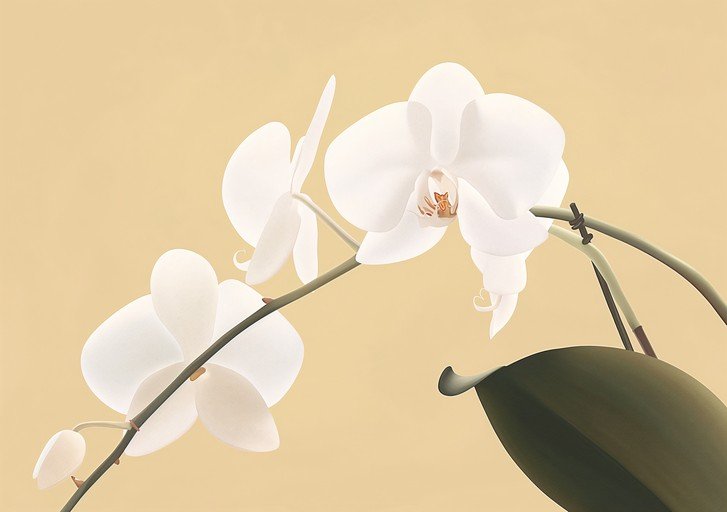Elegant White Orchids on Soft Yellow Background