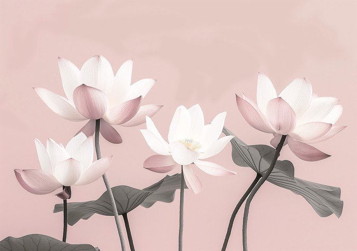 Delicate Pink and White Lotus Flowers