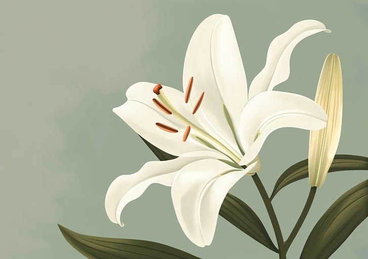 Elegant White Lily Bloom with Soft Green Background