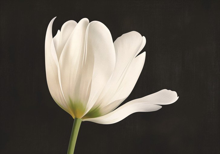 Elegant White Tulip Against Dark Background