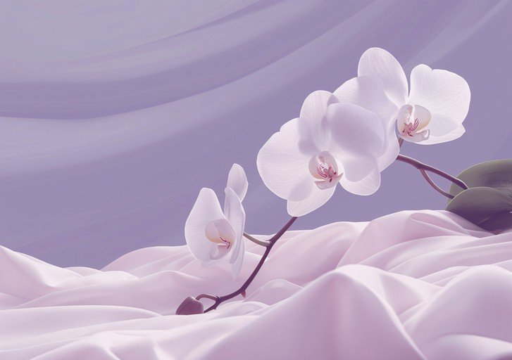 Elegant White Orchids on Soft Pink Silk