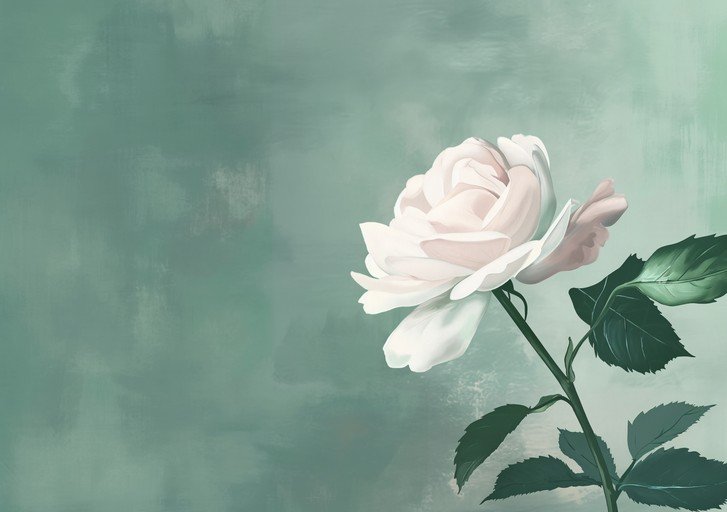 Delicate White Rose Against Textured Teal Background