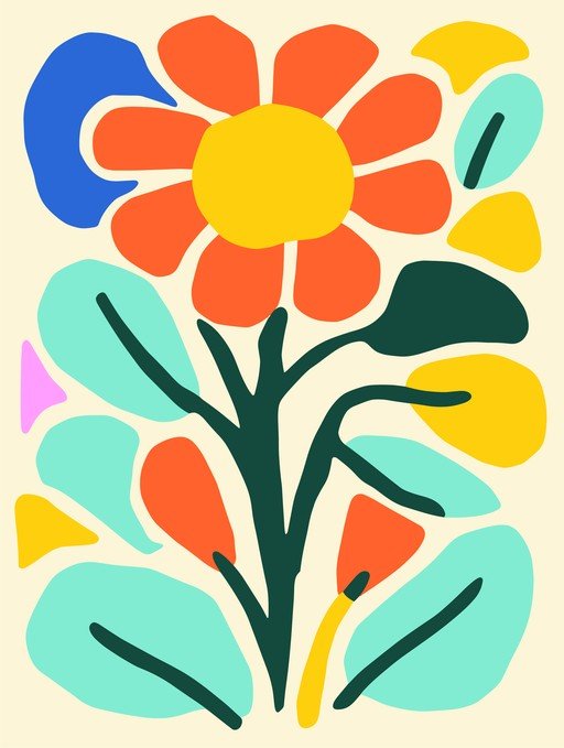Abstract Floral Art with Bold Colors