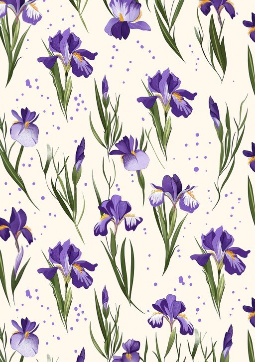 Purple Iris Floral Pattern