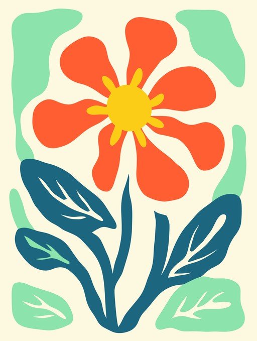Abstract Floral Art with Bold Colors