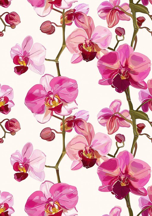 Pink Orchid Floral Pattern