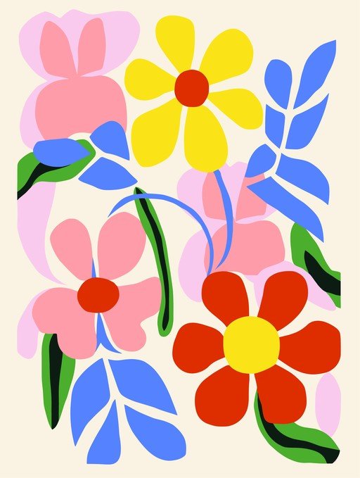 Abstract Floral Art with Bold Colors