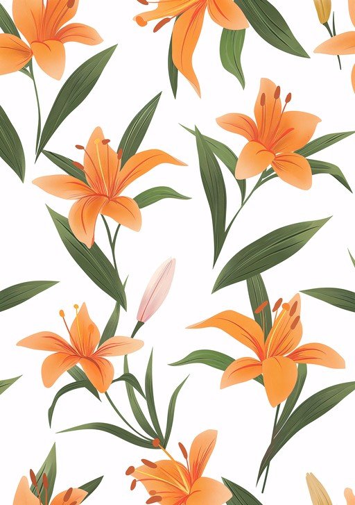 Vibrant Orange Lily Floral Pattern
