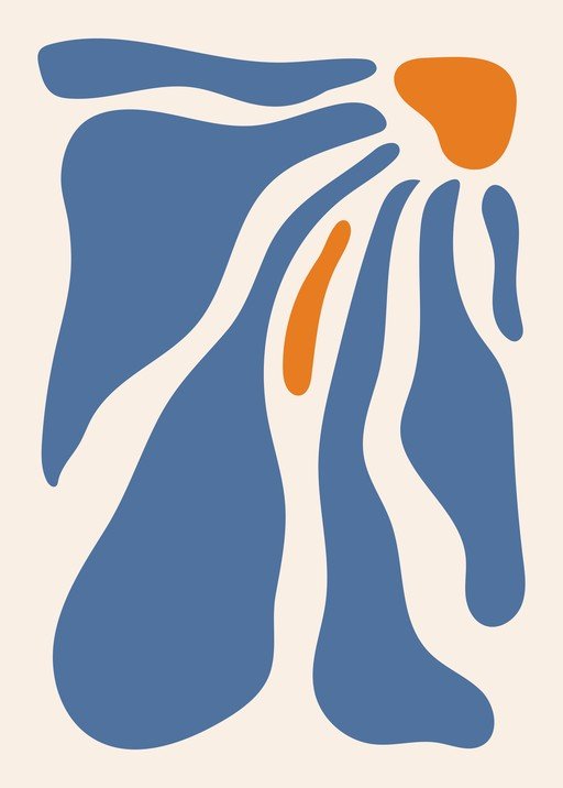 Abstract Blue and Orange Organic Shapes