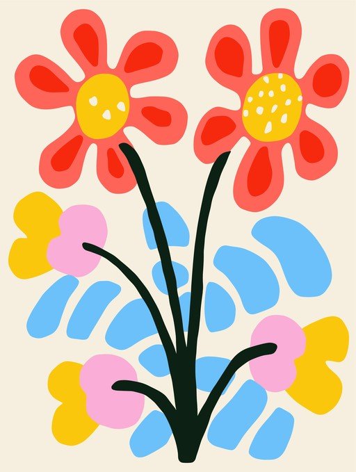 Abstract Floral Illustration with Bold Colors