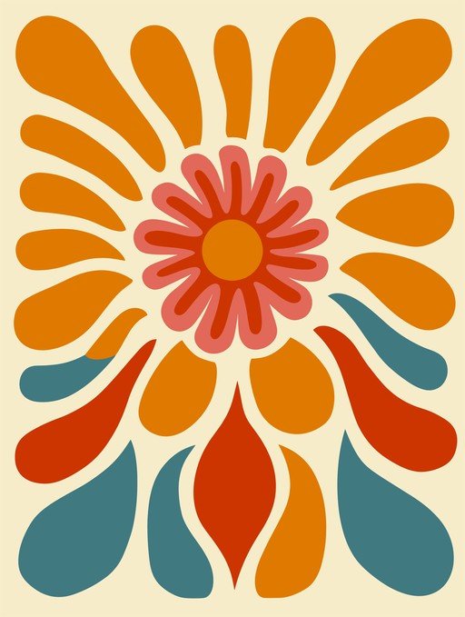 Retro Floral Burst Art Print