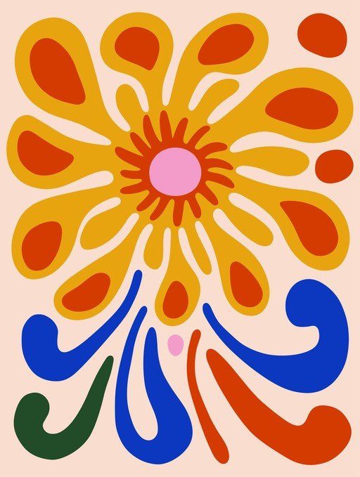 Retro Abstract Flower Art Print