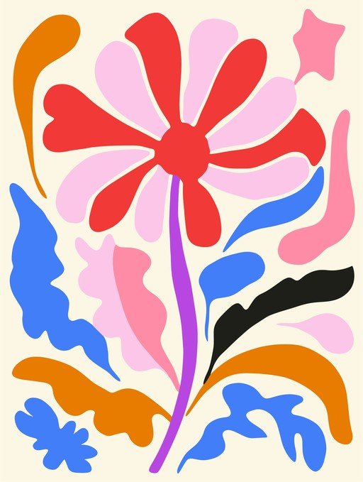 Abstract Floral Art with Bold Colors