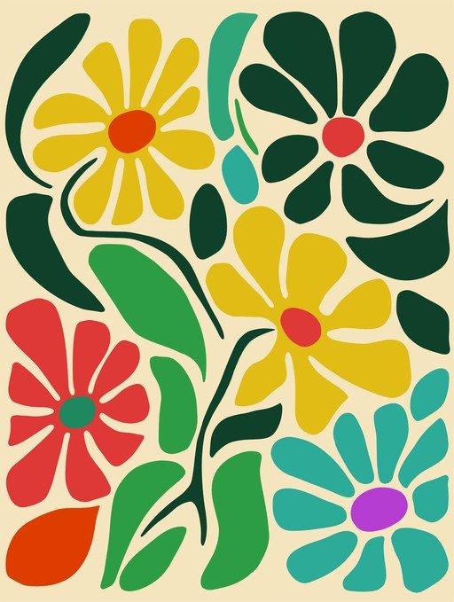 Abstract Floral Art with Bold Colors