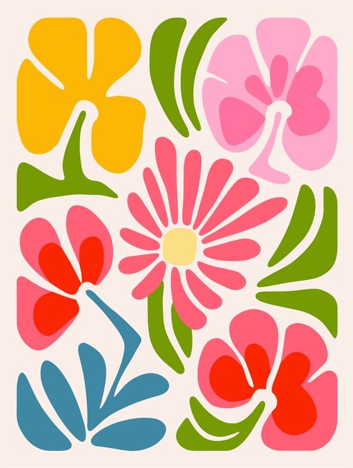 Abstract Floral Art with Bold Colors