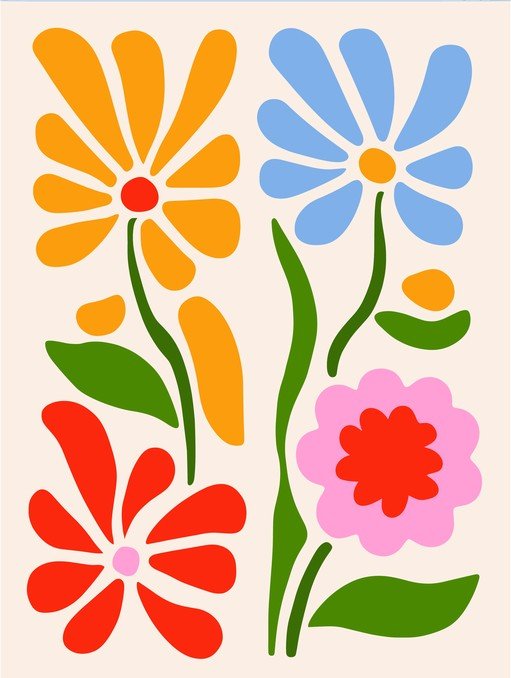 Abstract Floral Art with Bold Colors