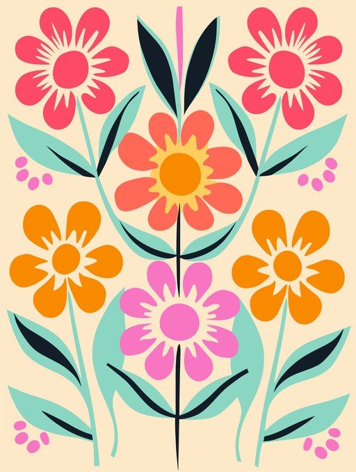 Vibrant Folk Art Floral Pattern