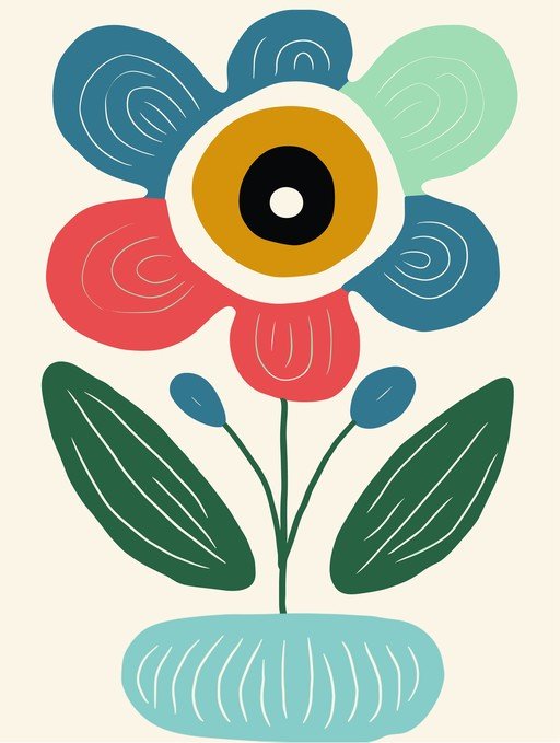 Abstract Mid-Century Modern Flower Art