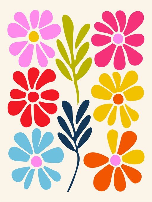 Retro Floral Pattern with Vibrant Colors