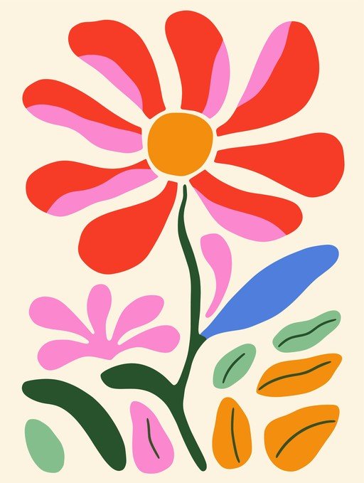 Retro Daisy Flower Illustration with Bold Colors