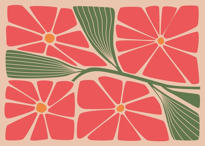 Abstract Floral Art with Pink and Green Hues
