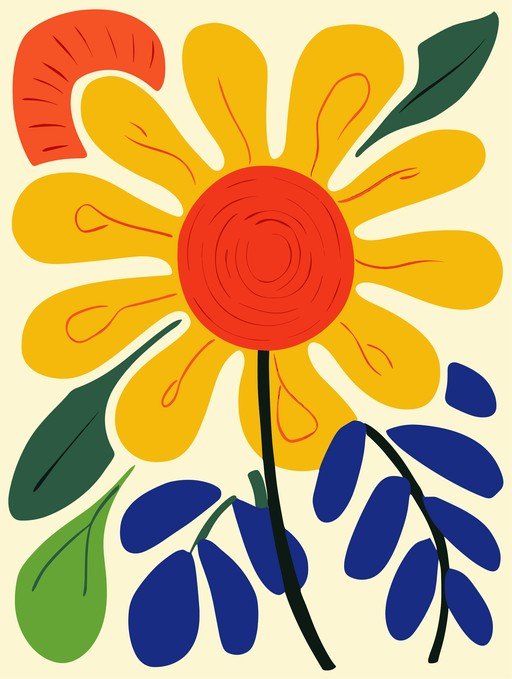 Abstract Floral Art with Bold Colors