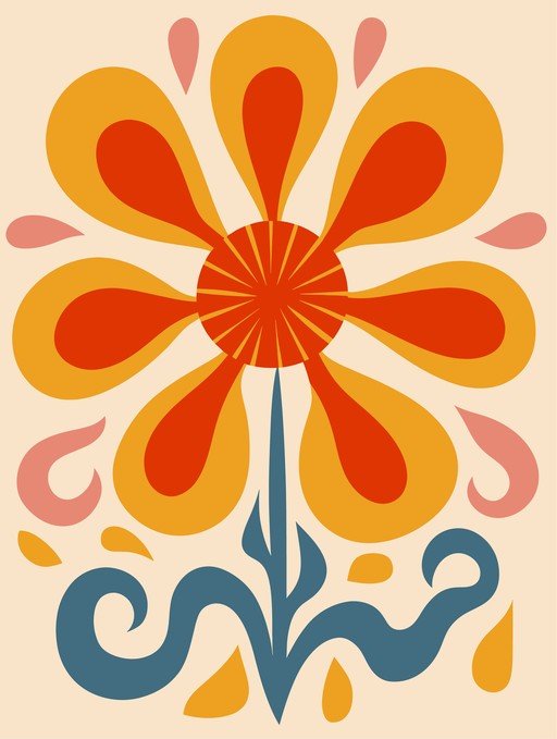 Retro Floral Art Print