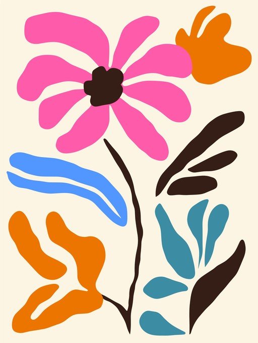 Abstract Floral Art with Bold Colors