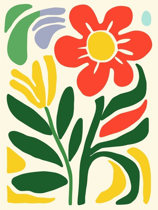 Abstract Floral Art with Bold Colors