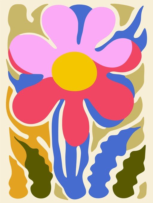 Abstract Floral Art with Bold Colors