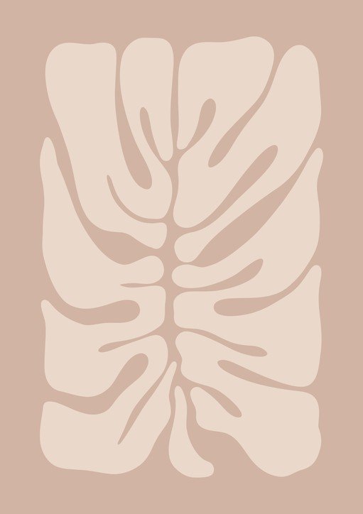 Abstract Monstera Leaf Art in Neutral Tones