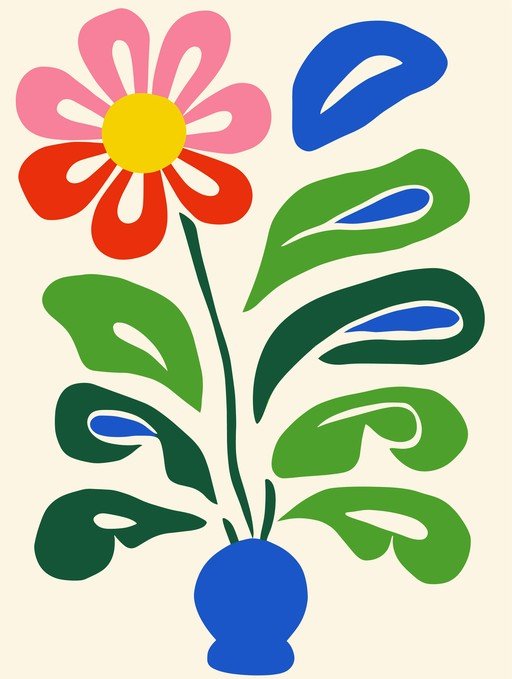 Abstract Flower in Blue Vase