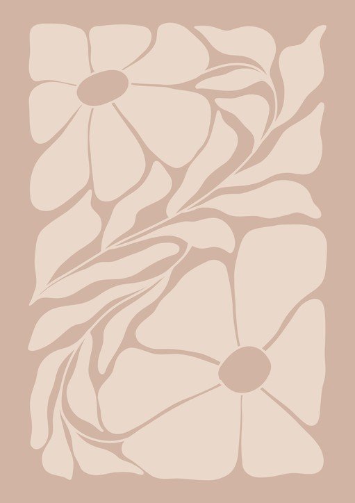 Abstract Floral Art in Neutral Tones