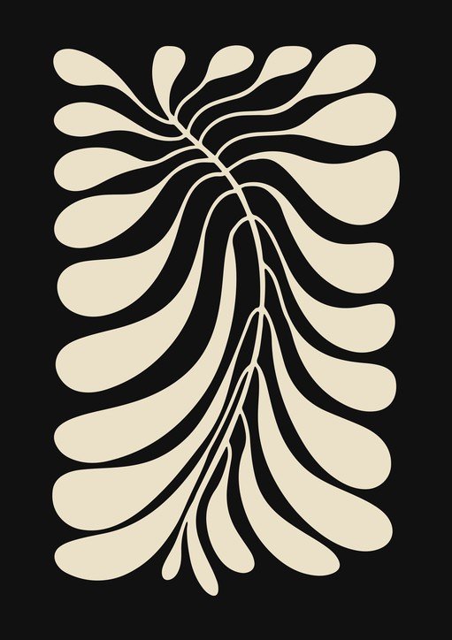 Abstract Beige Leaf on Black Background