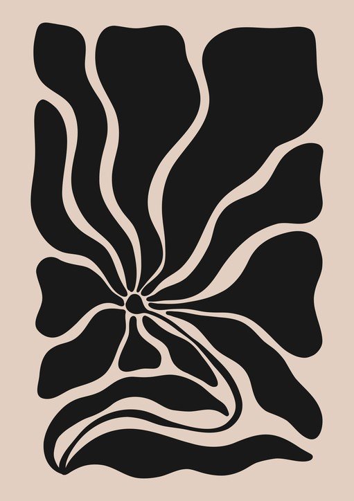 Abstract Black Flower Art Print