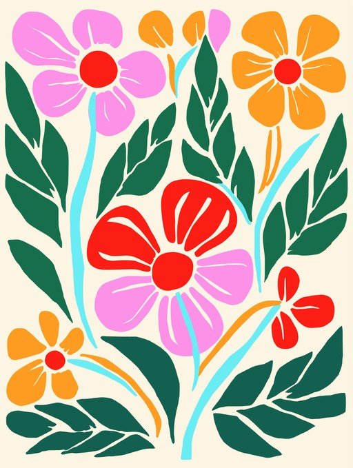 Vibrant Floral Illustration with Bold Colors