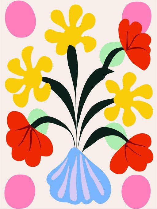 Abstract Floral Arrangement in a Shell Vase