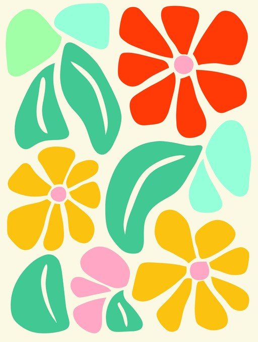 Retro Floral Pattern with Bold Colors